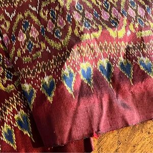Authentic Handwoven Thai Mudmee  Ikat Silk Textile | Maroon Multi-Color